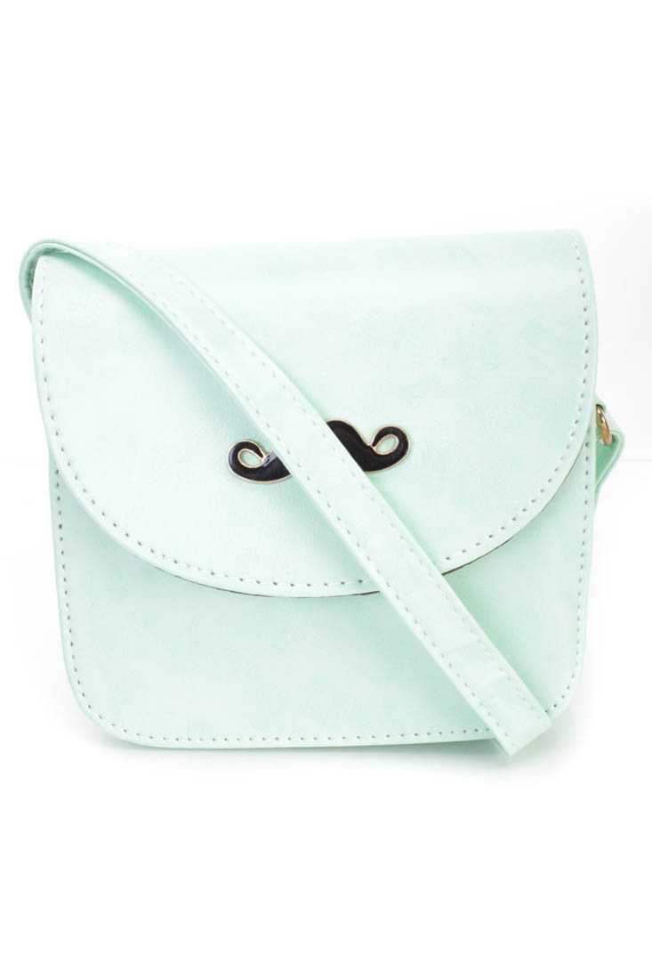 Mint Mustache Pendant Faux Leather Mini Handbag