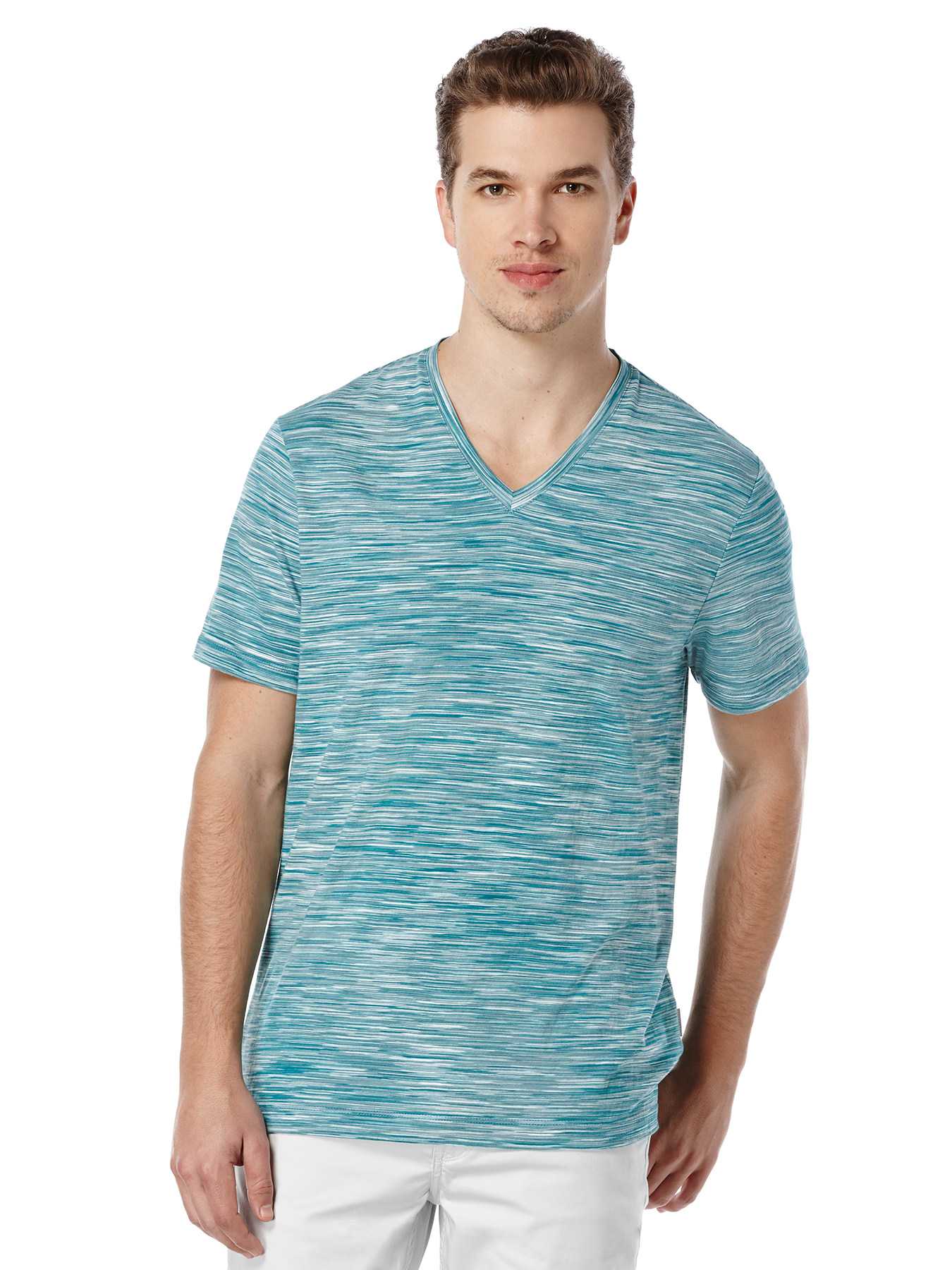 Perry Ellis Short Sleeve Space Dyed V-Neck Shirt