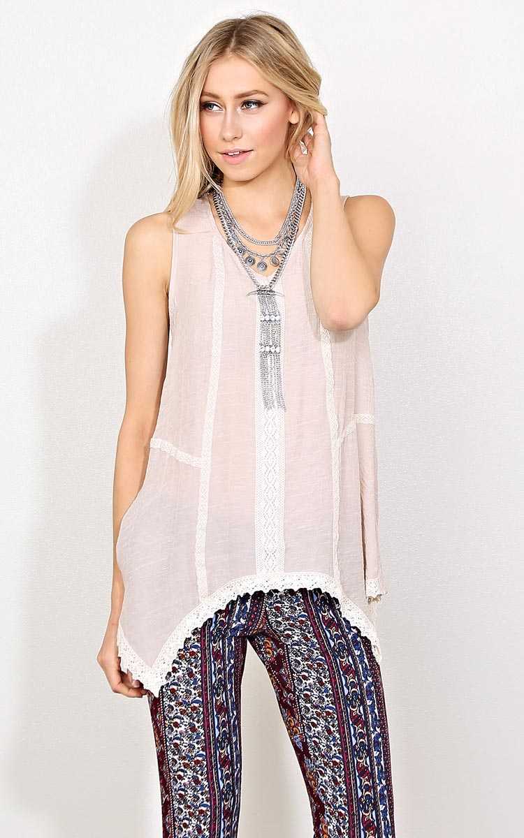 Miranda Woven Tunic - - Taupe in Size by Styles For Less