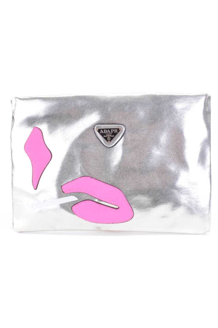 Gold Patch Detail Faux Leather Clutch