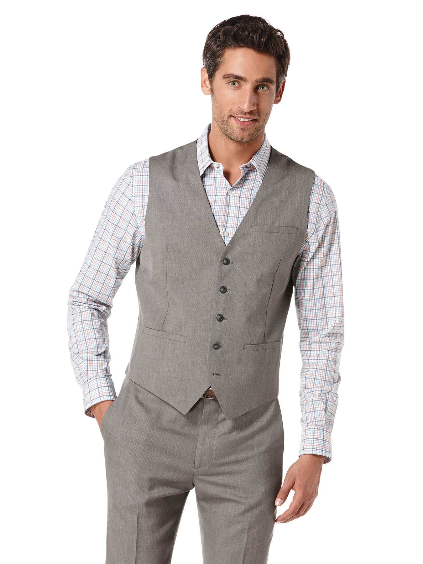 Perry Ellis Textured Solid Suit Vest