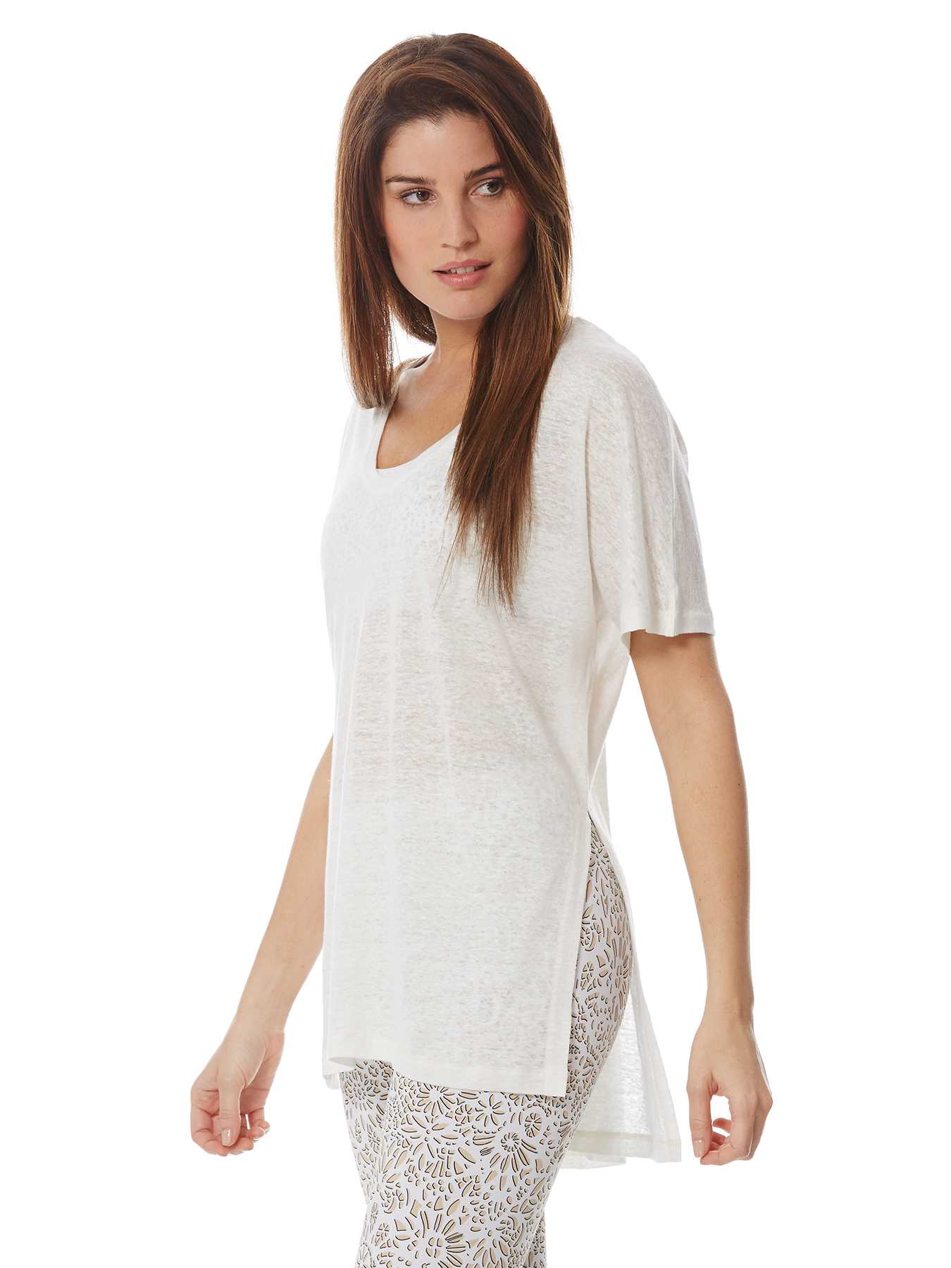 Peony Short Sleeve High-low Linen Tunic