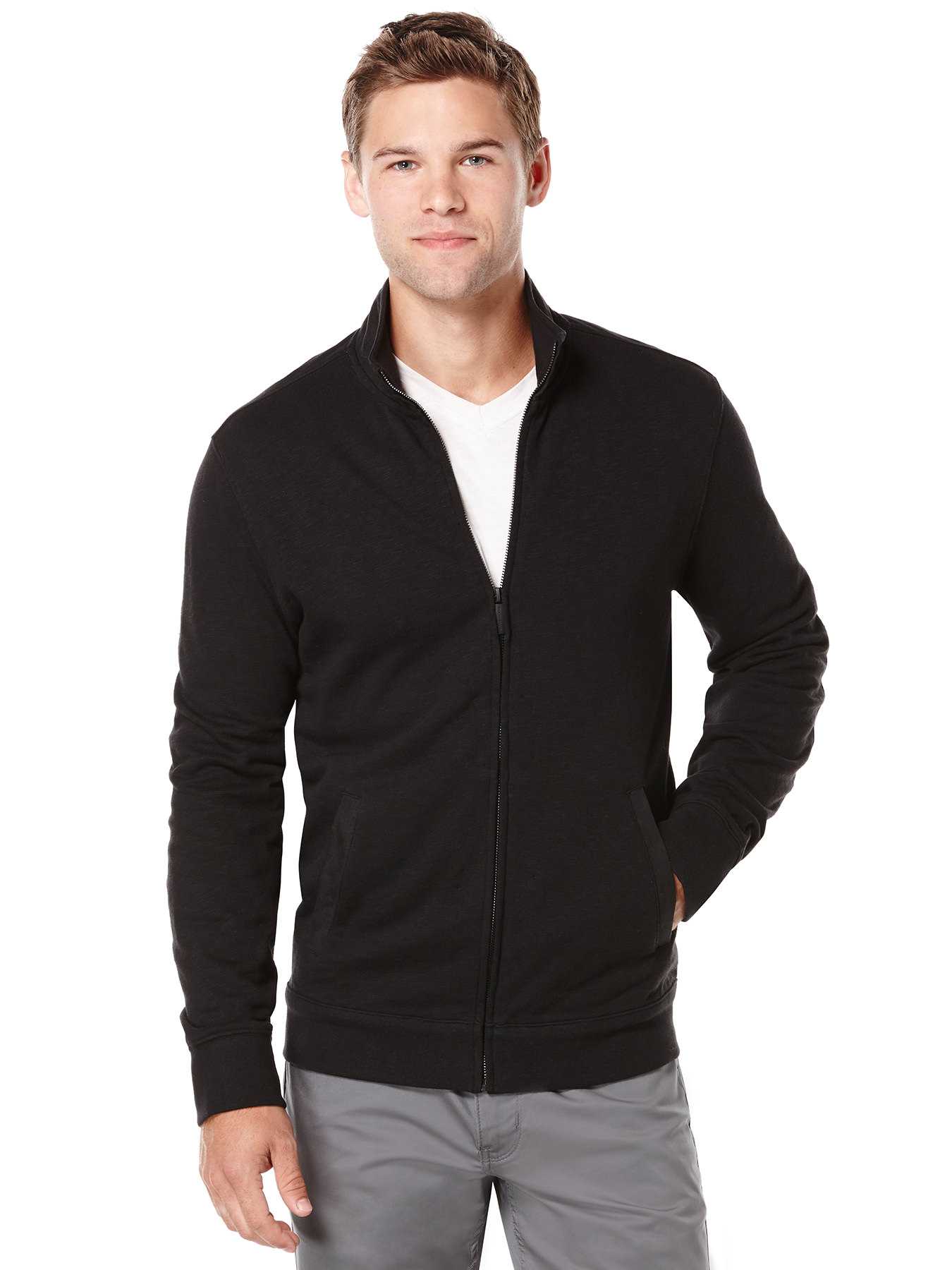 Perry Ellis Big and Tall Slub Textured Full Zip Jacket