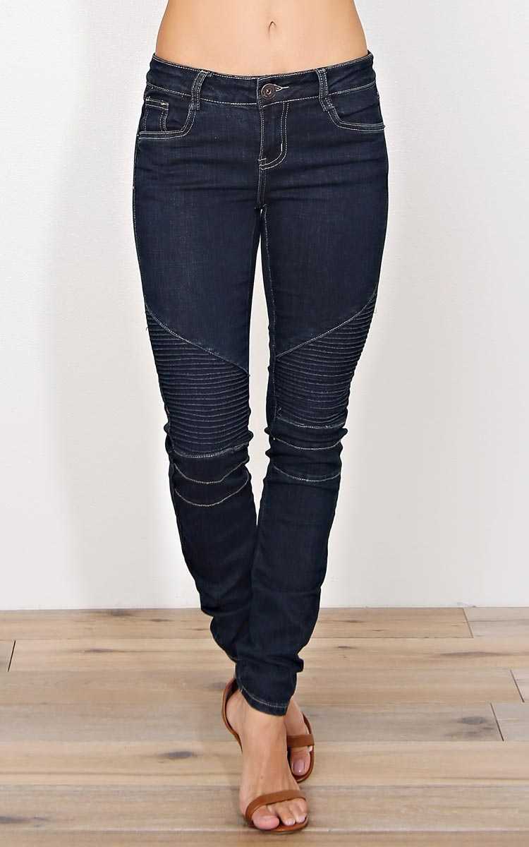 Pedal To The Medal Moto Skinny Jeans - Rinse Wash in Size by Styles For Less
