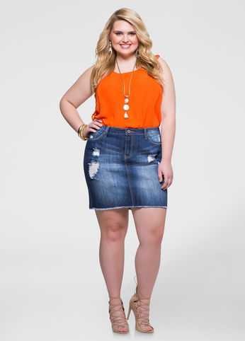Destructed Hi-Lo Jean Skirt