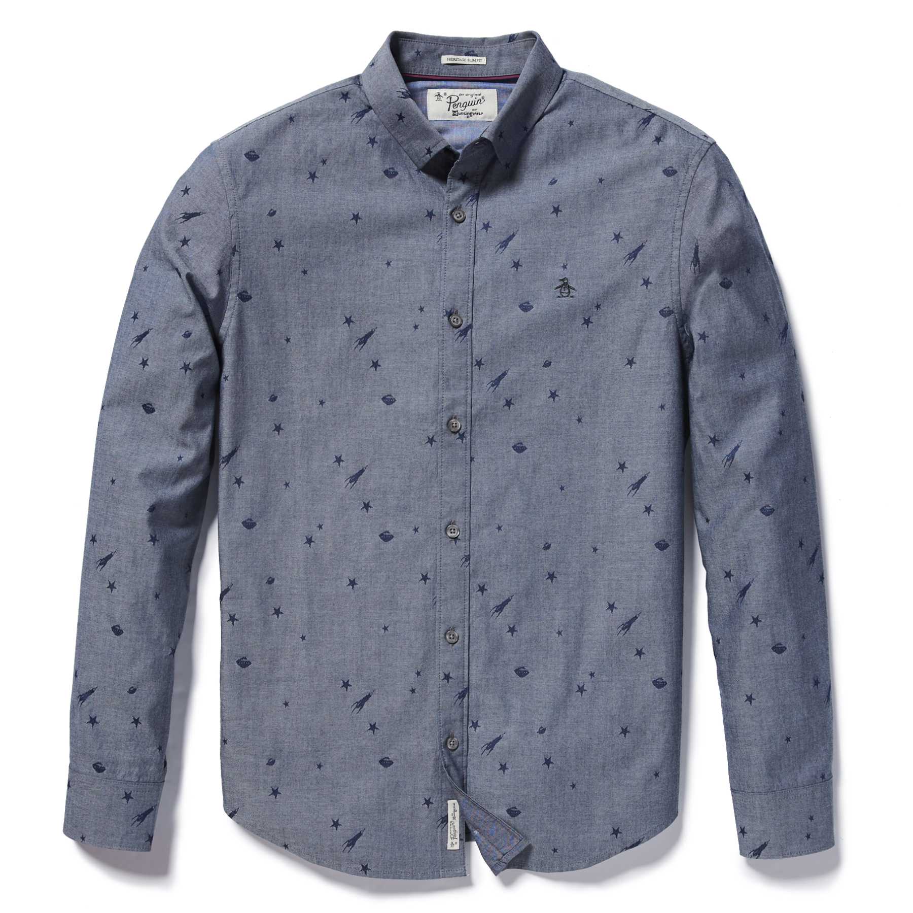Original Penguin SPACE JACQUARD CHAMBRAY SHIRT