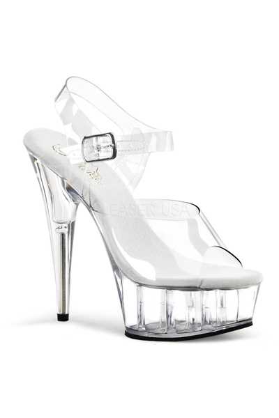 Clear Strappy Peep Toe Platform High Heels
