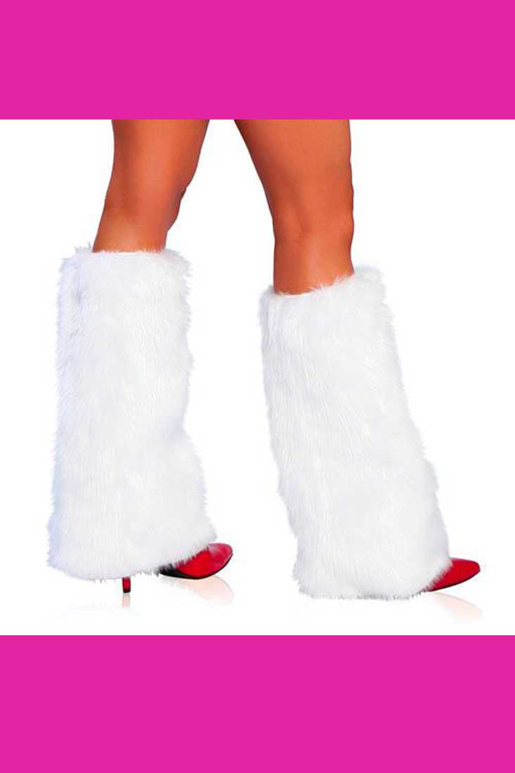 White Faux Fur Leg Warmers Costume Accessory