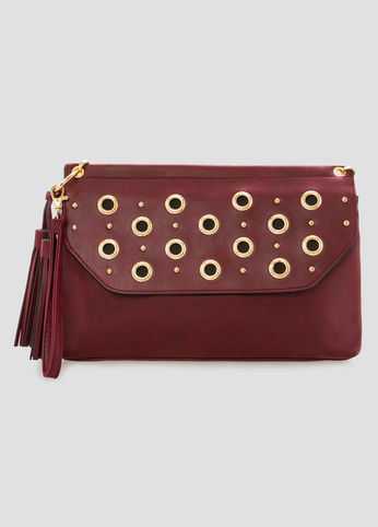 Grommet Chain Link Crossbody Bag