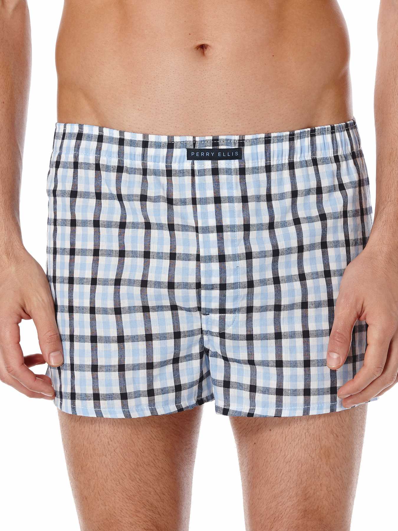 Perry Ellis 3 Pack Small Plaid Woven Boxers