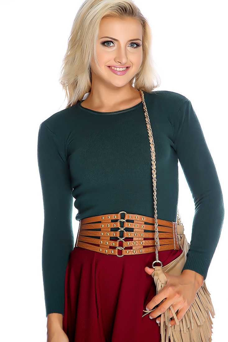 Forest Green Long Sleeves Knitted Sweater Top
