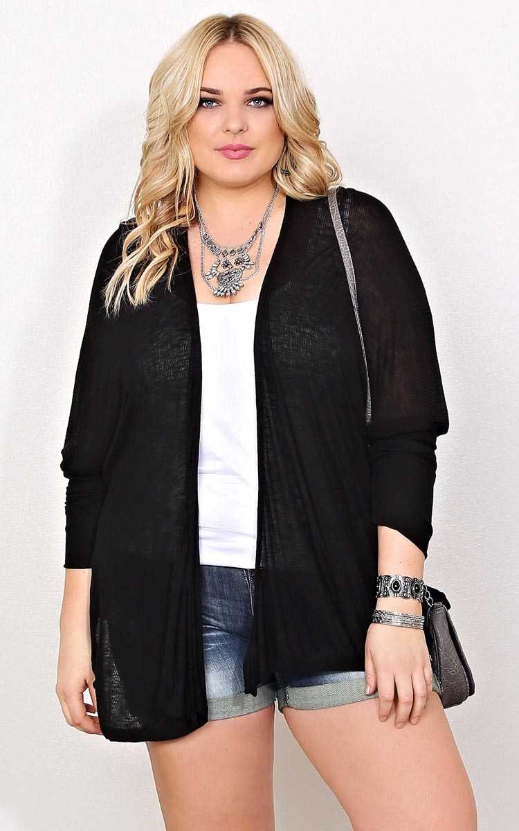 Plus Size Bryce Rib Knit Wrap - Black in Size 1X by Styles For Less