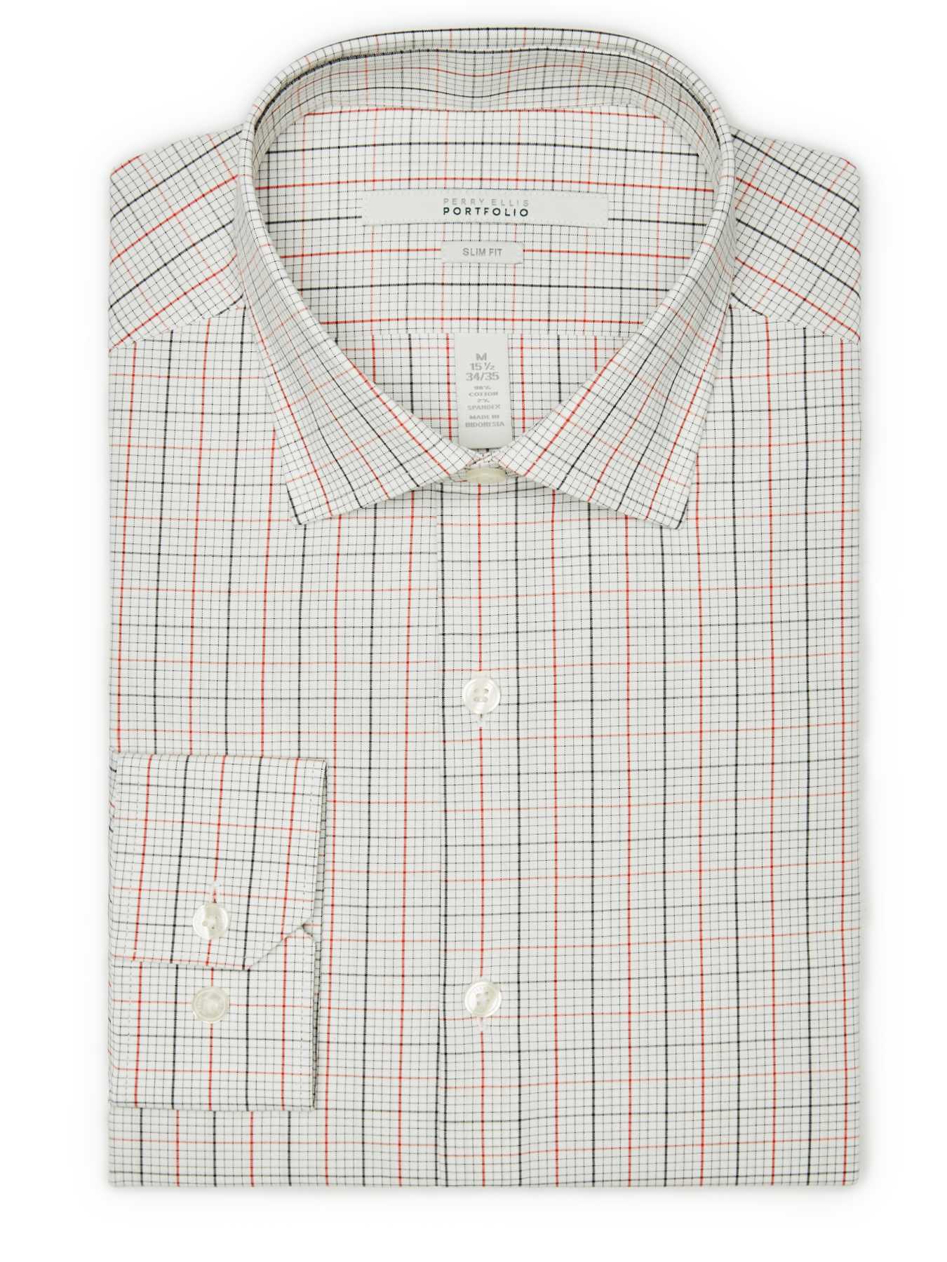 Perry Ellis Slim Fit Check Dress Shirt