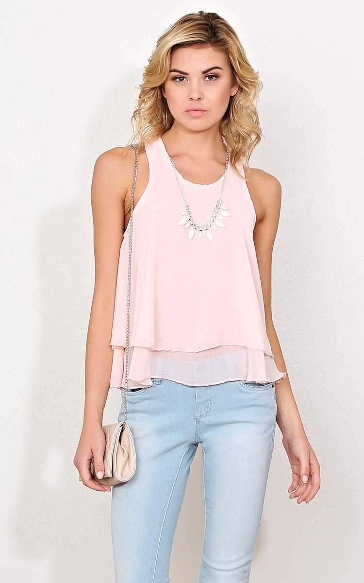 Azalea Woven Necklace Top - Blush in Size by Styles For Less