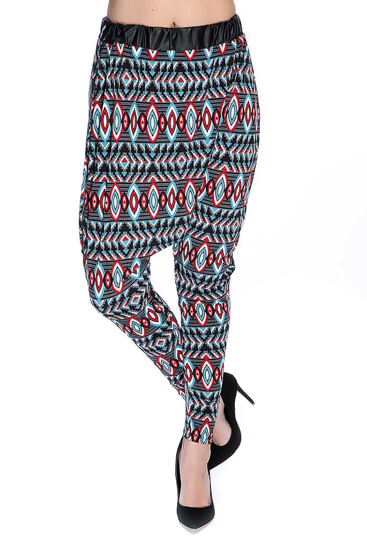 Charcoal Teal Printed Harem Pants