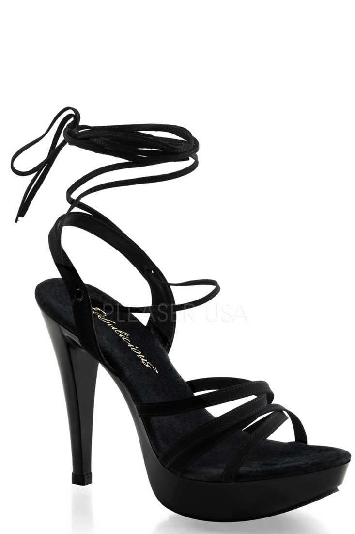 Black Wrap Around Strappy High Heels Peau de Soie