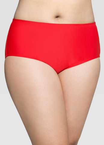 Solid Red High Waist Bikini Bottom