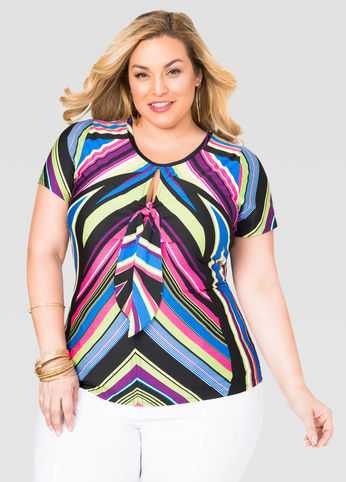Striped Tie Front Top