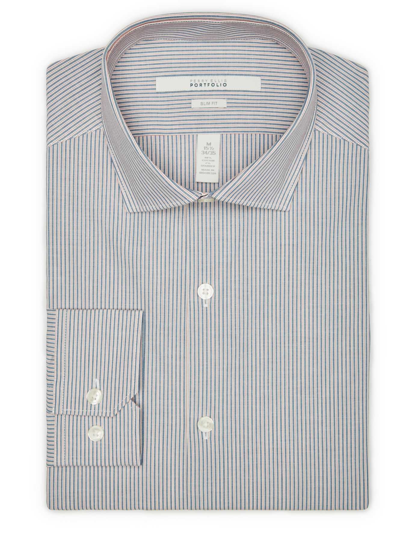 Perry Ellis Slim Fit Mini Stripe Dress Shirt