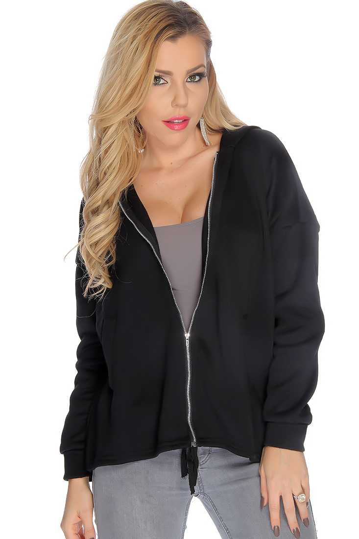 Black Long Sleeves Back Prints Hoodie