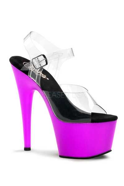 Clear Neon Purple UV Platform High Heels