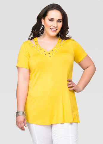 Cold Shoulder Grommet Tee