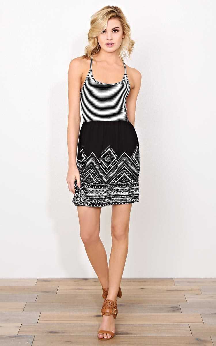 Santa Fe Woven Dress - - Black Combo in Size by Styles For Less