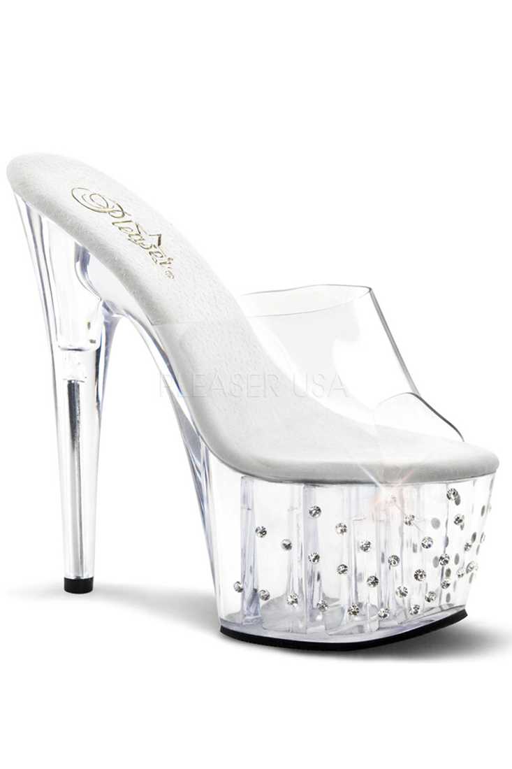Clear Rhinestone Starburst Detailing Platform High Heels