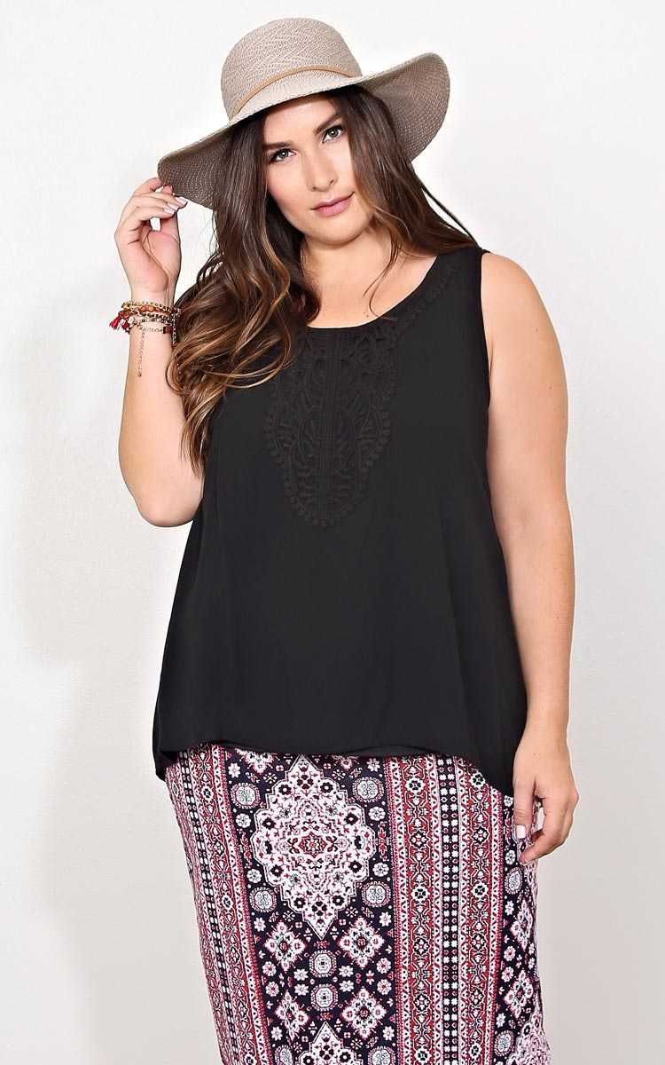 Plus Size Hailey Woven Gauze Tank - Black in Size by Styles For Less