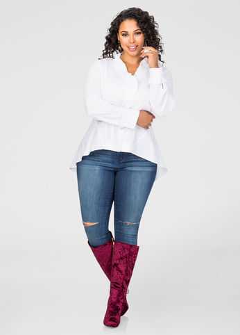 Ruffle Trim Hi-Lo Shirt