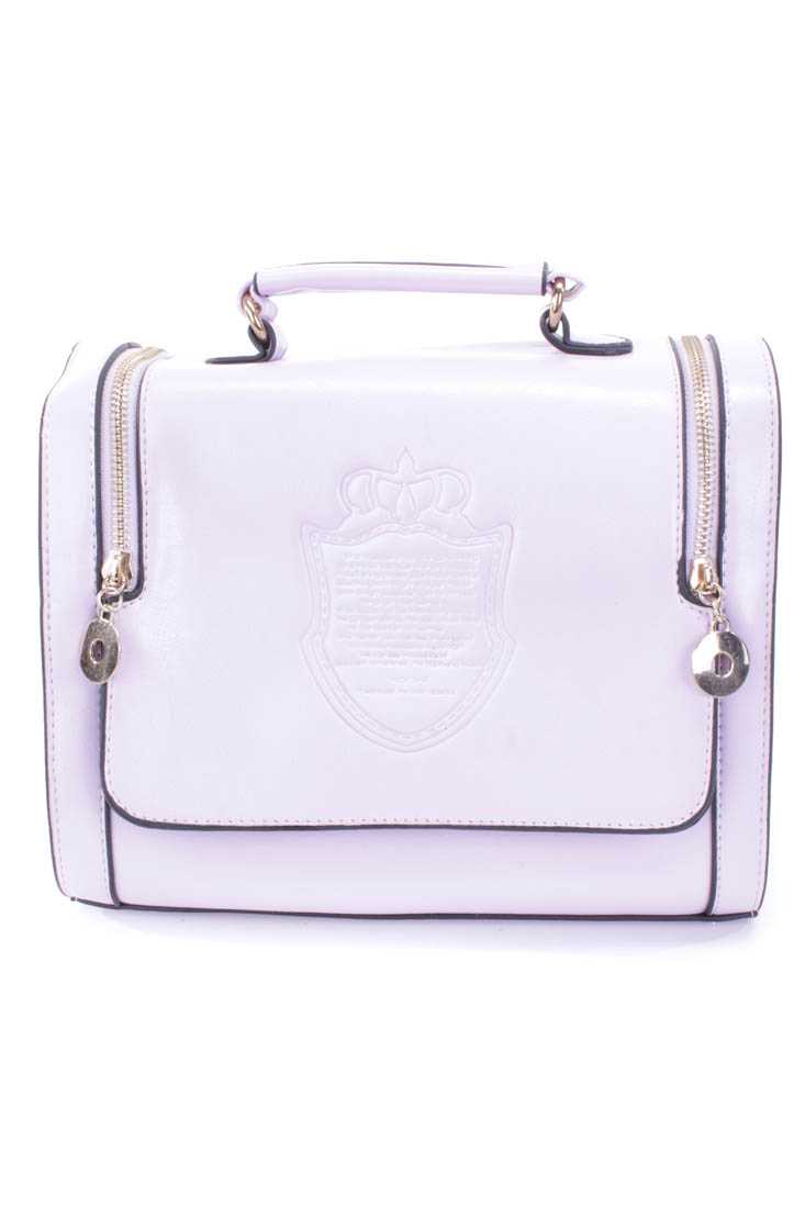 Lilac Embossed Faux Leather Handbag