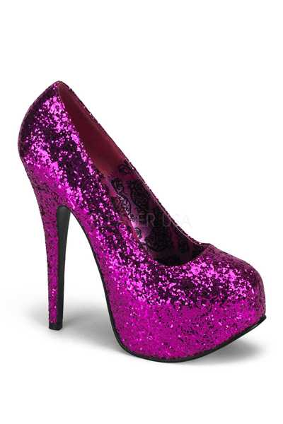 Hot Pink Glitter Platform Pump High Heels
