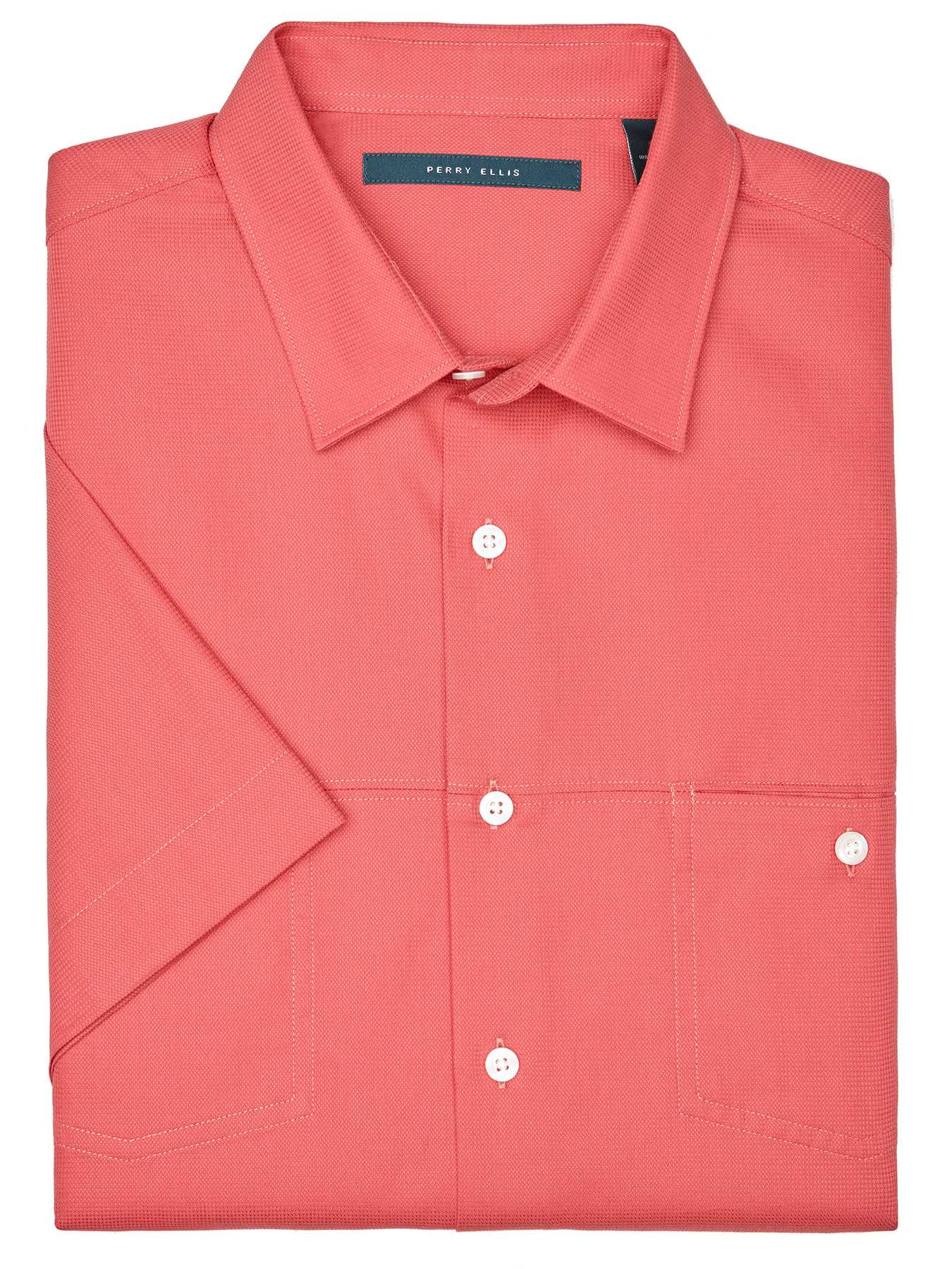 Perry Ellis Short Sleeve Textured Dobby Shirt