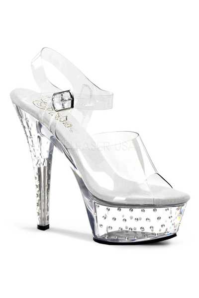 Clear Rhinestone Studded Platform High Heels