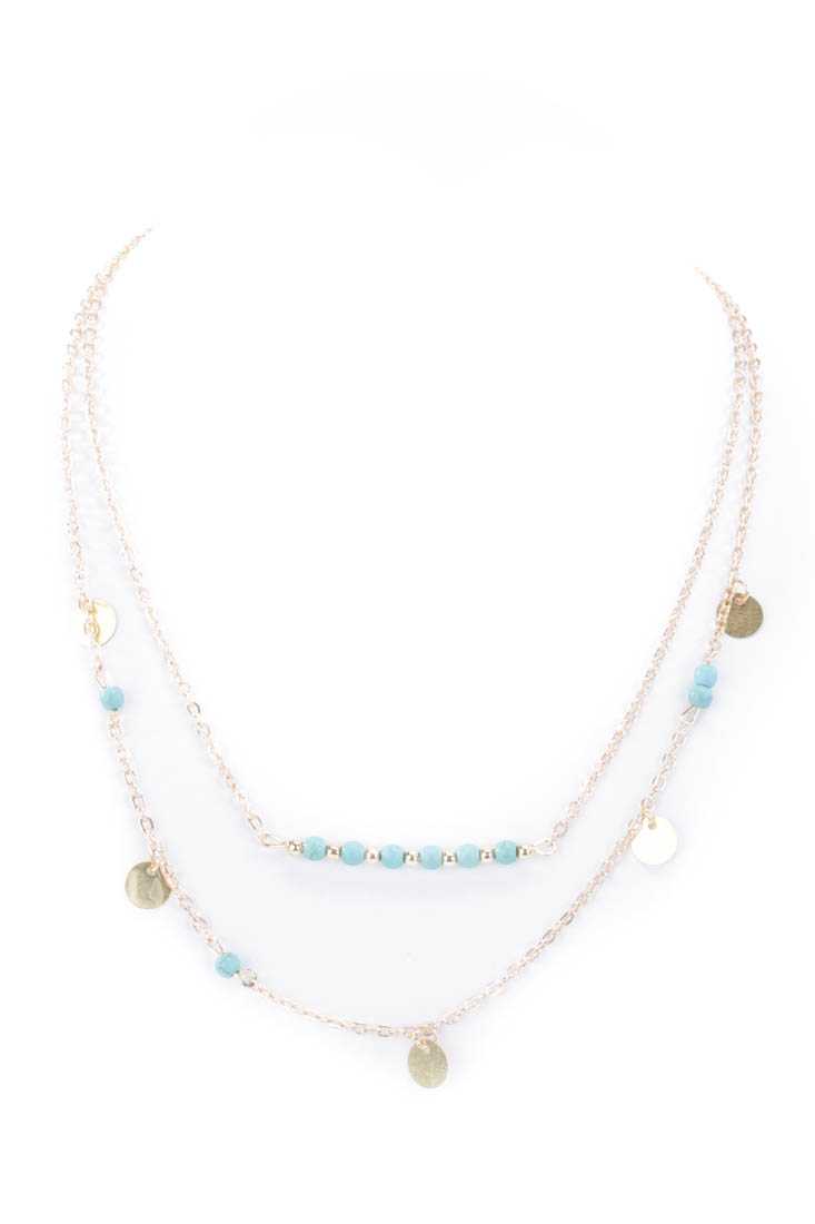 Stylish Gold Beaded Layer Detail High Polish Necklace