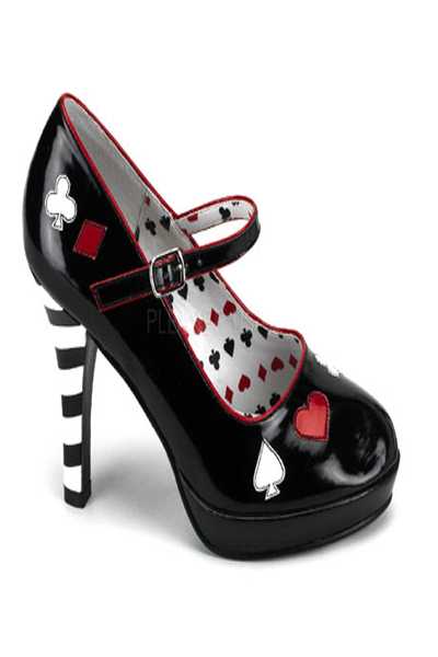 Black Patent Card Suites Shape High Heels