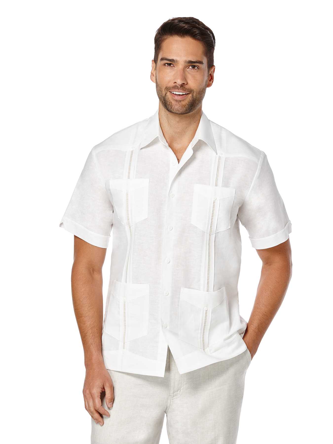 Cubavera Short Sleeve Linen Front Insert Guayabera