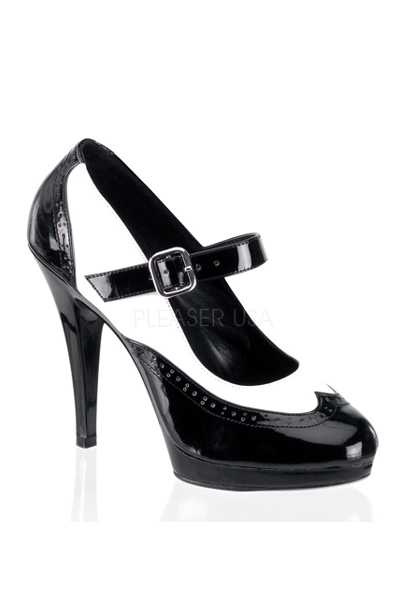 Black White Patent Two Tone Maryjane High Heels