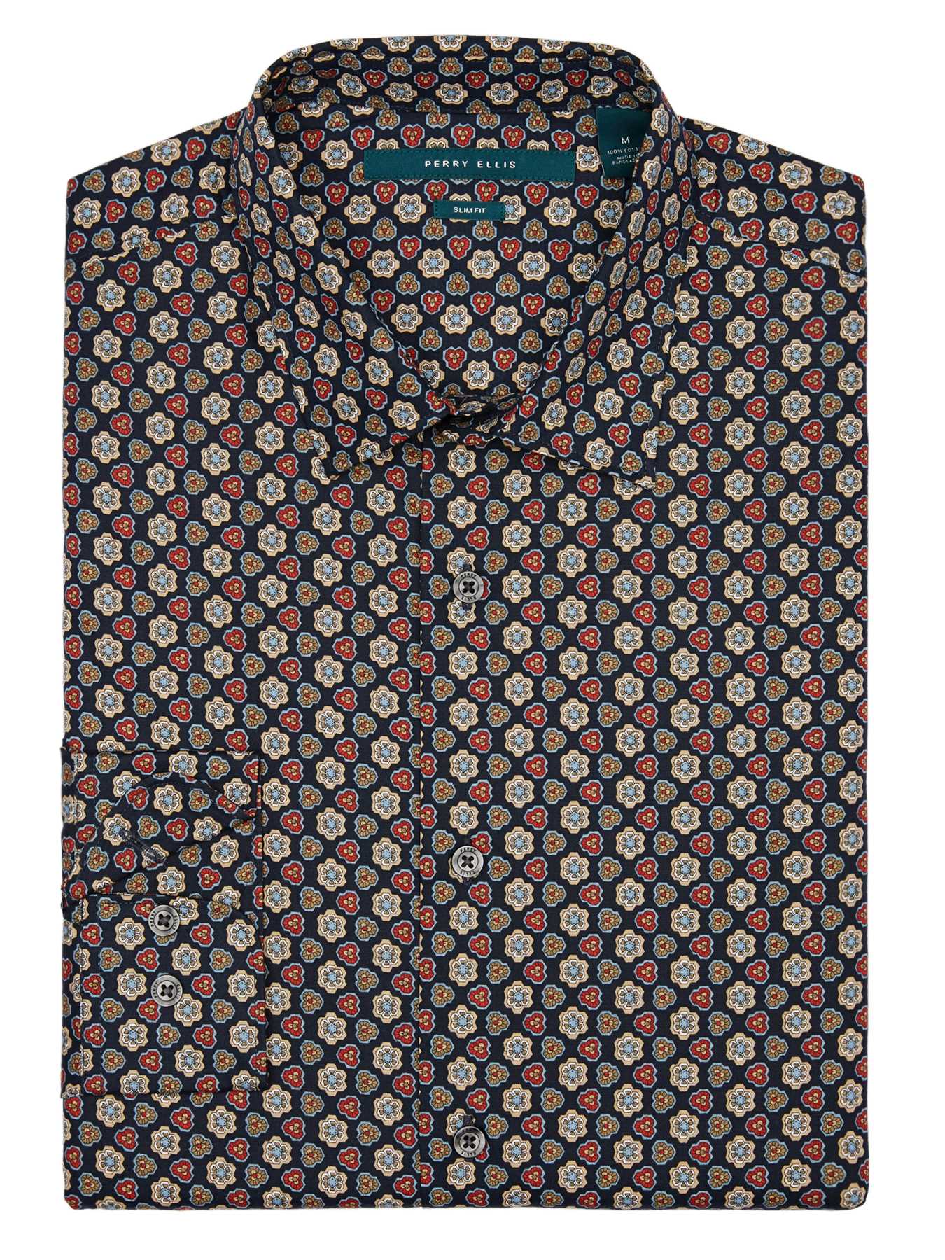 Perry Ellis Slim Fit Geometric Floral Shirt