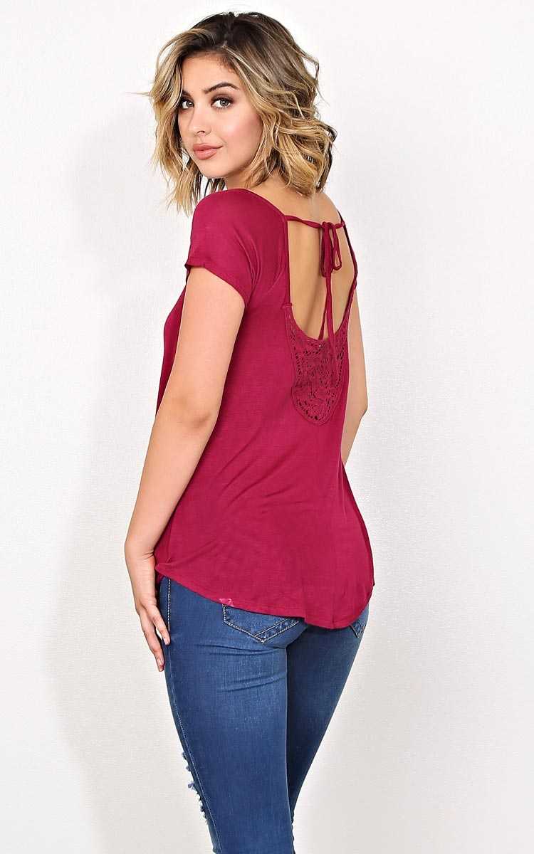 Ready For Anything Knit Top - MED - Burgundy in Size Medium by Styles For Less