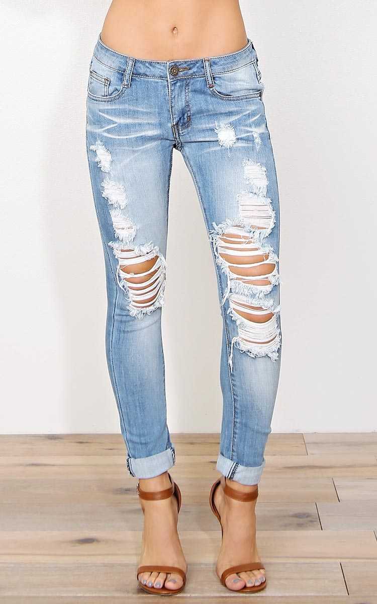 MACHINE Lucy Denim Skinny Jeans - Lt Destroyed in Size by Styles For Less