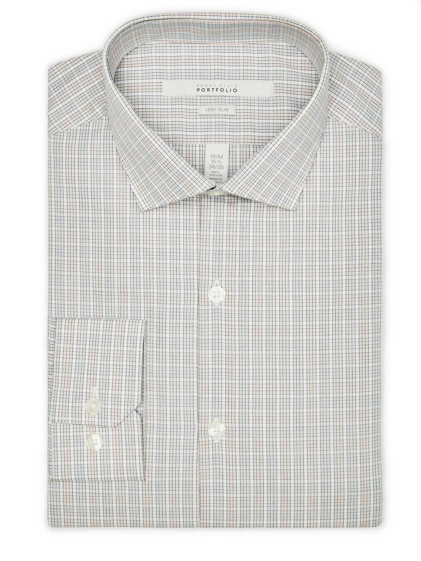 Perry Ellis Very Slim Fine Line Check Dress Shirt