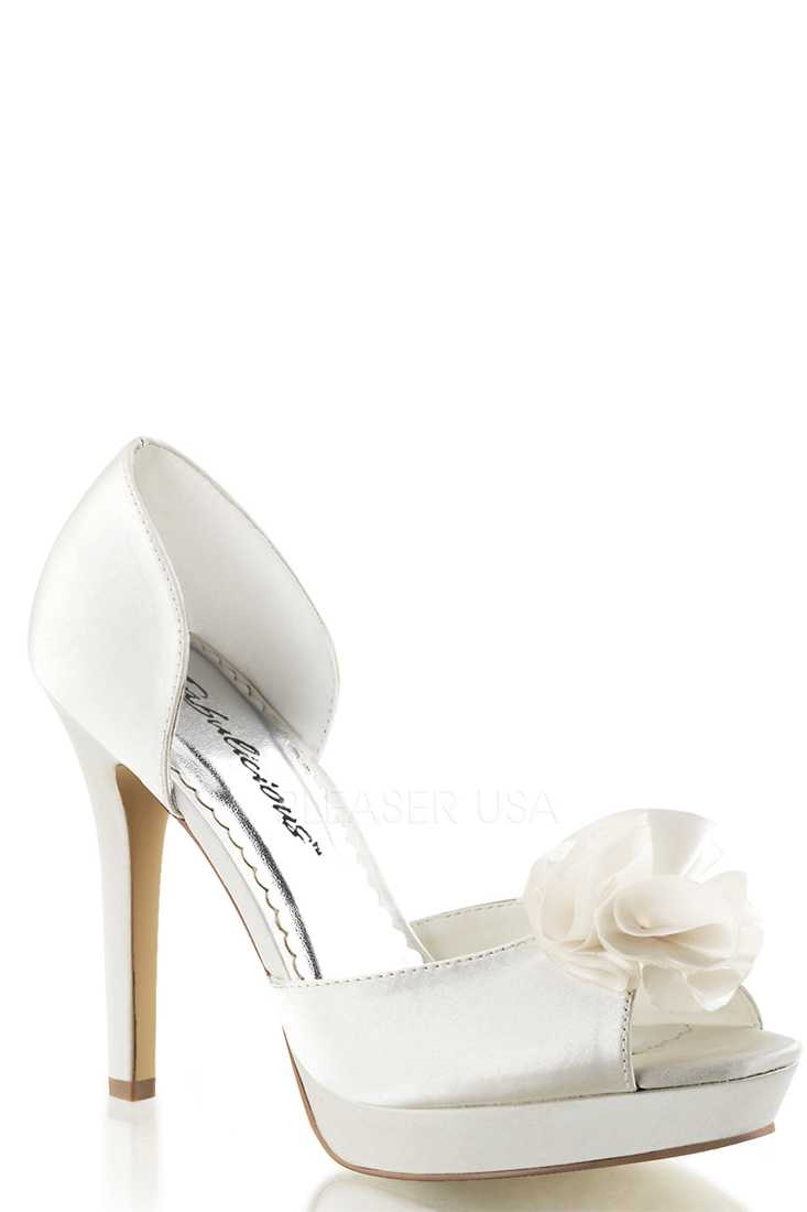 Ivory Floral Peep Toe D Orsay Pump High Heels Satin