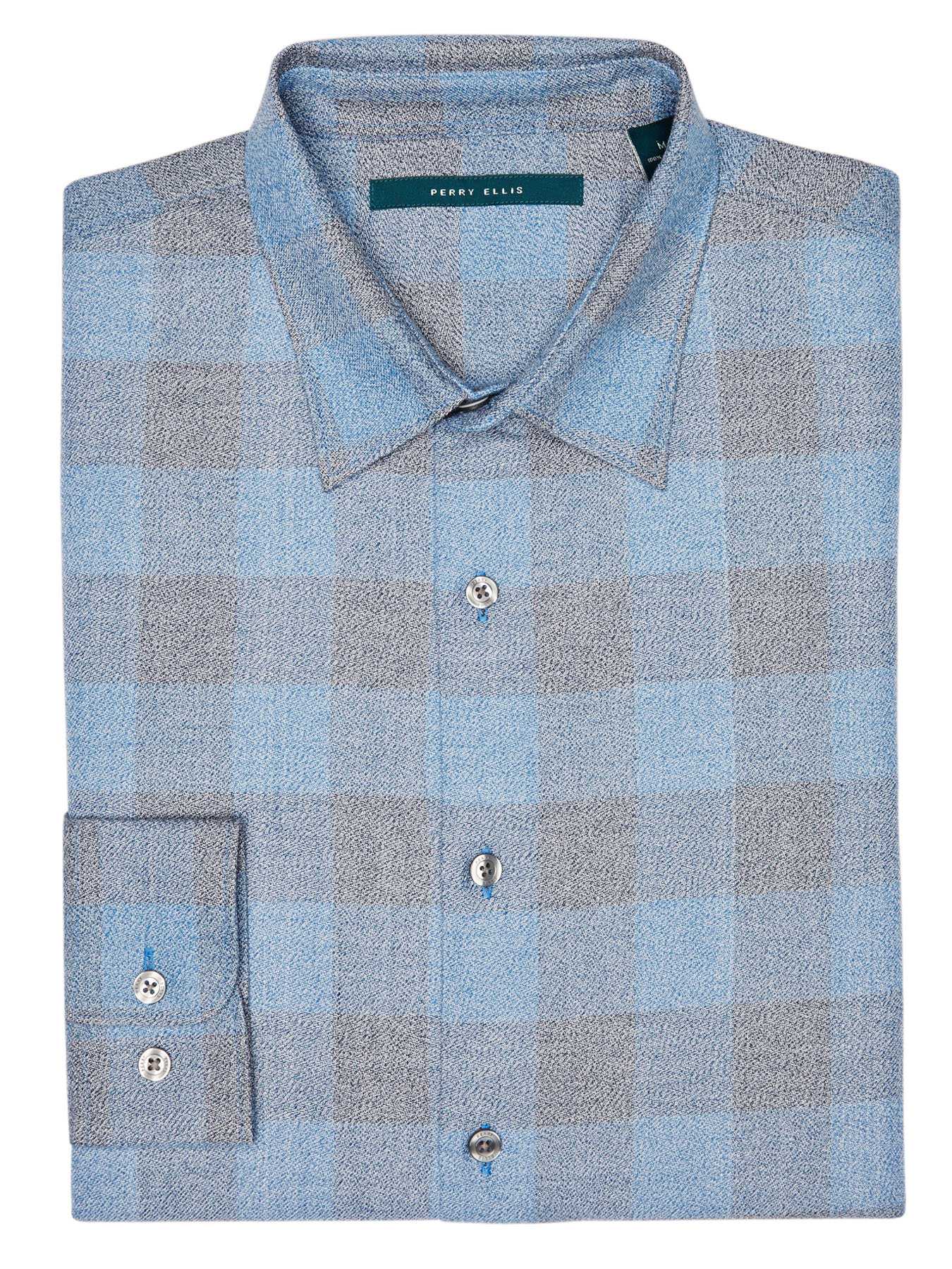 Perry Ellis Big and Tall Buffalo Check Heathered Shirt
