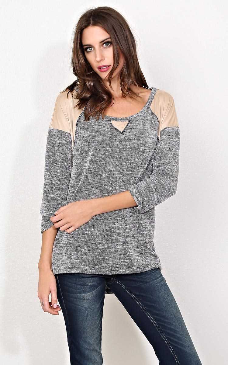 Eliza Embroidered Linen Top - - Charcoal Combo in Size by Styles For Less