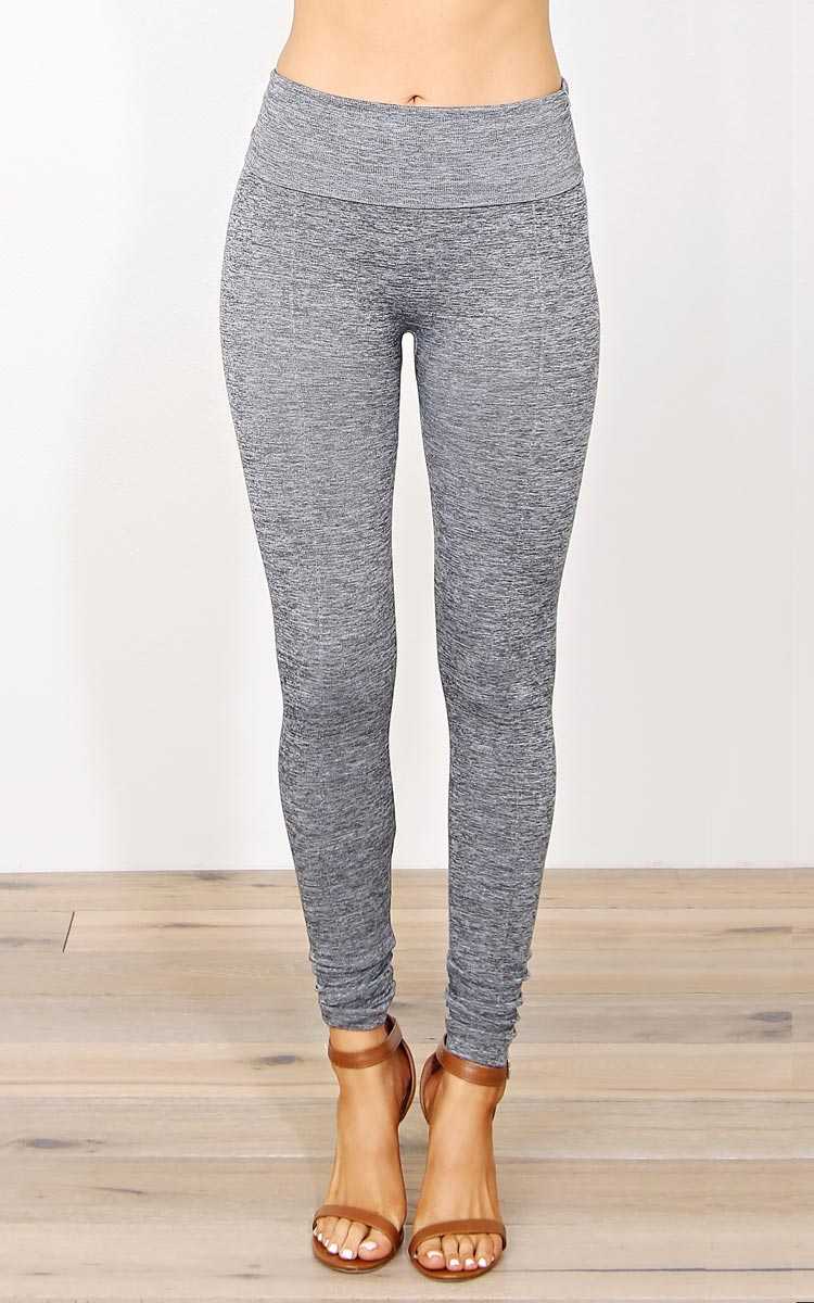 Lights Out Fleece Lined Leggings - Heather in Size L/XL by Styles For Less