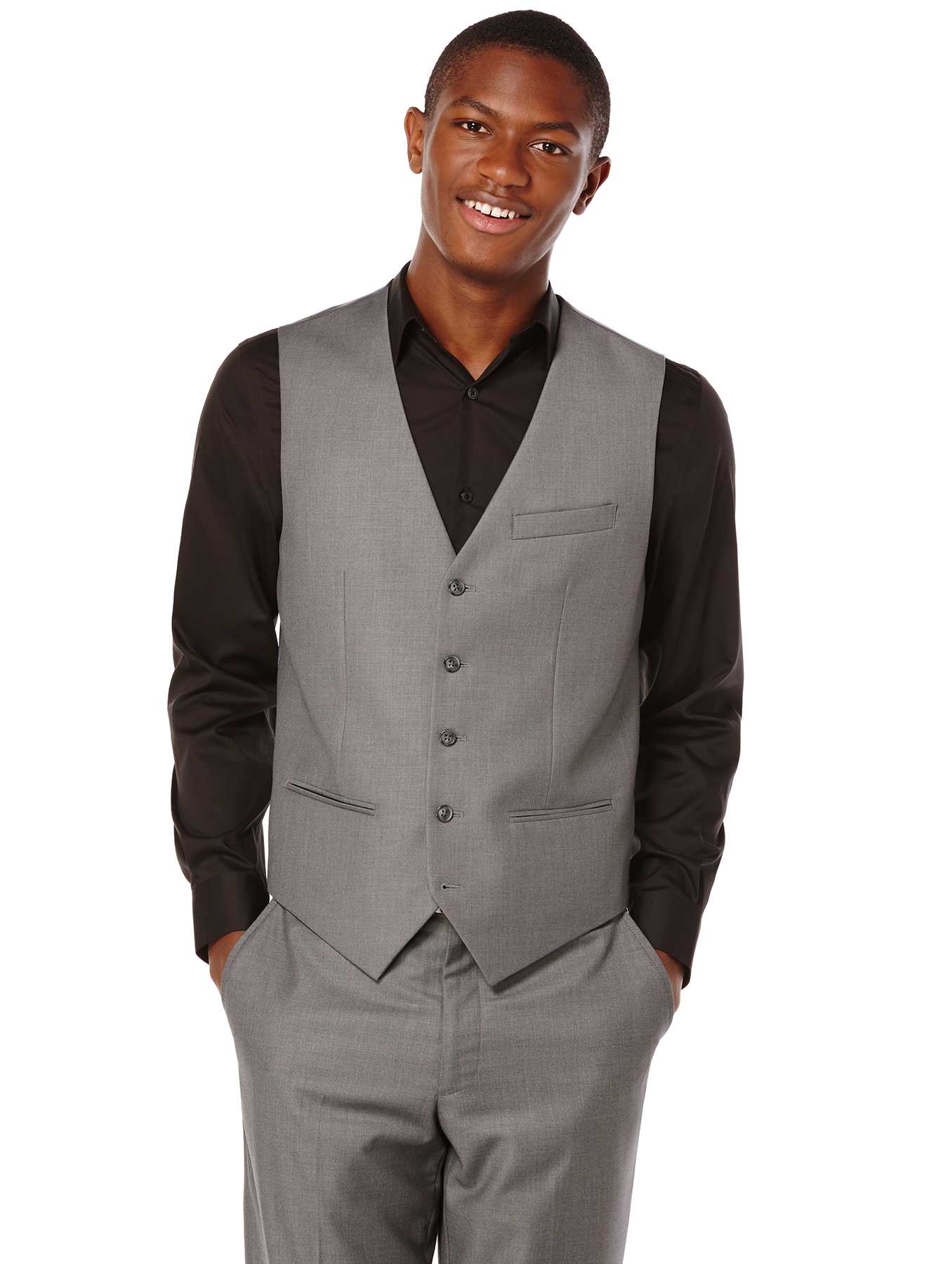 Perry Ellis Solid Sharkskin Suit Vest