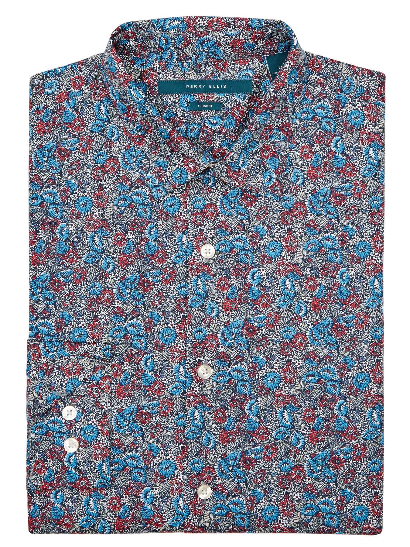 Perry Ellis Slim Fit Mixed Flower Print Shirt