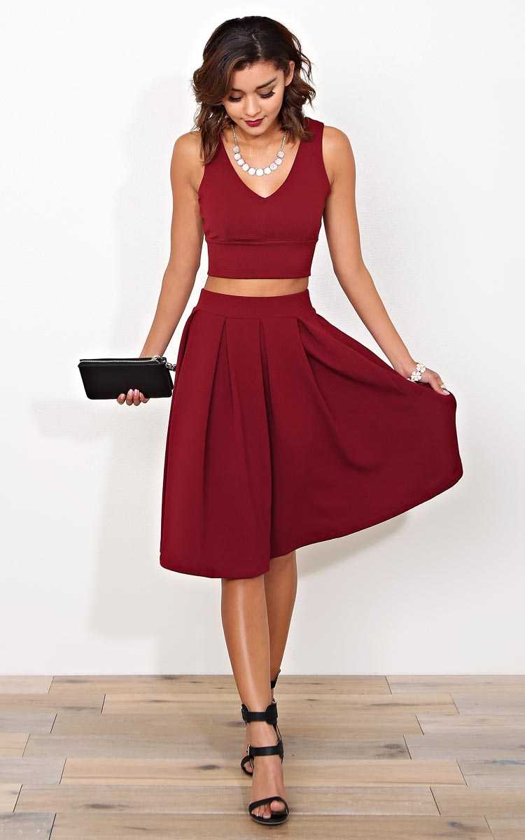 Get To Know You Knit Crop Top - MED - Burgundy in Size Medium by Styles For Less