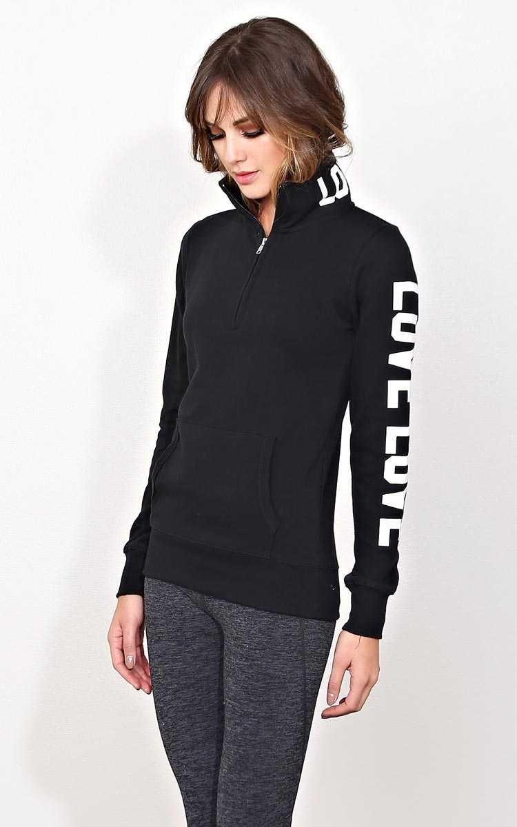 Repeated LOVE Half Zip Pullover - LGE - Oatmeal in Size Large by Styles For Less